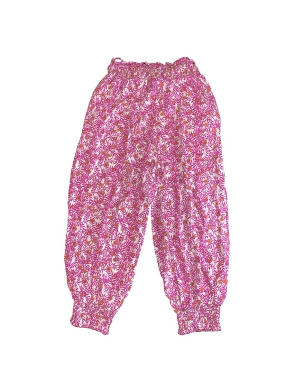 Anthropologie Smocked Printed Abstract Pink Floral Joggers Pants Medium Boho - Picture 4 of 8